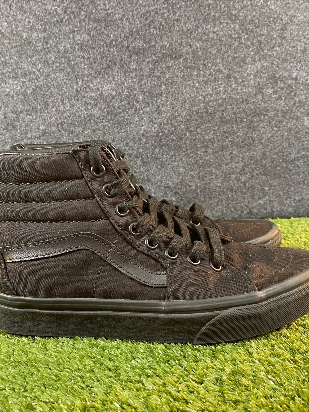 Vans Sk8-Hi Skateboard Shoes Men's Size 6 Women's 7.5 Mono Black Canvas Sneakers